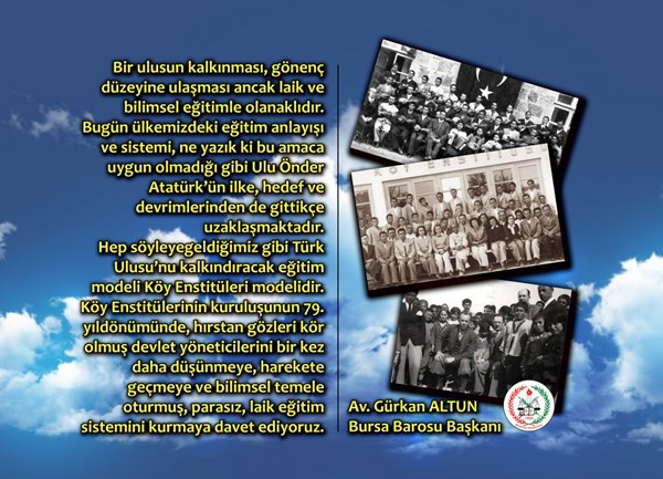 Köy Enstitülerinin kuruluşunun 79. yılı kutlu olsun